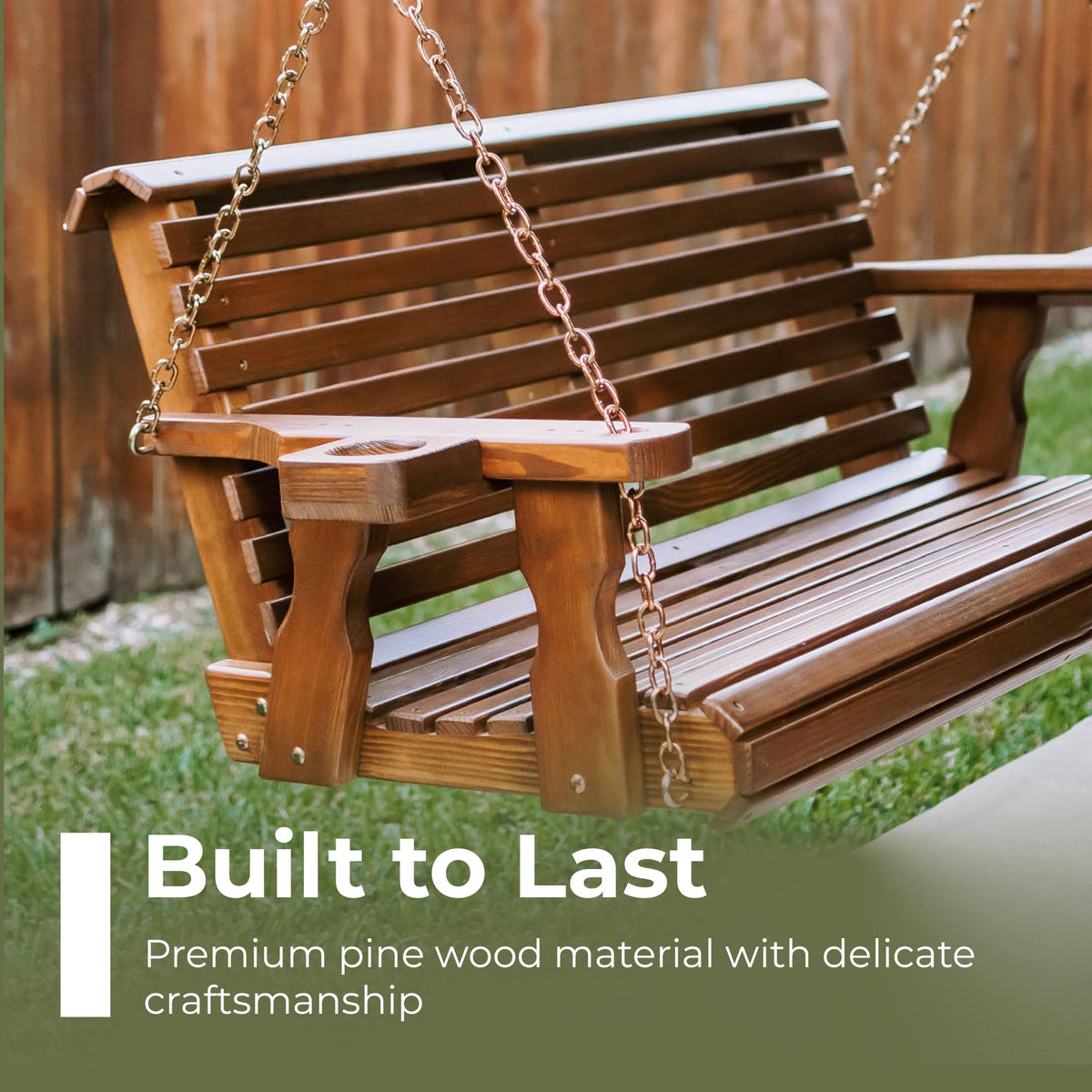 Heavy Duty 700 Lb Capacity Porch Swing with Cup Holders, 5 Foot M764