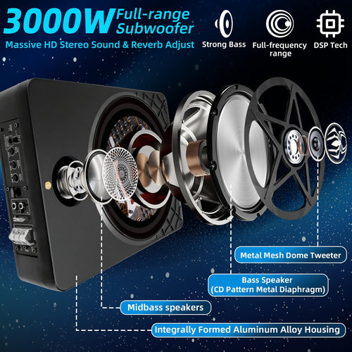 10" Powered Under Seat Subwoofer with Amp A3033