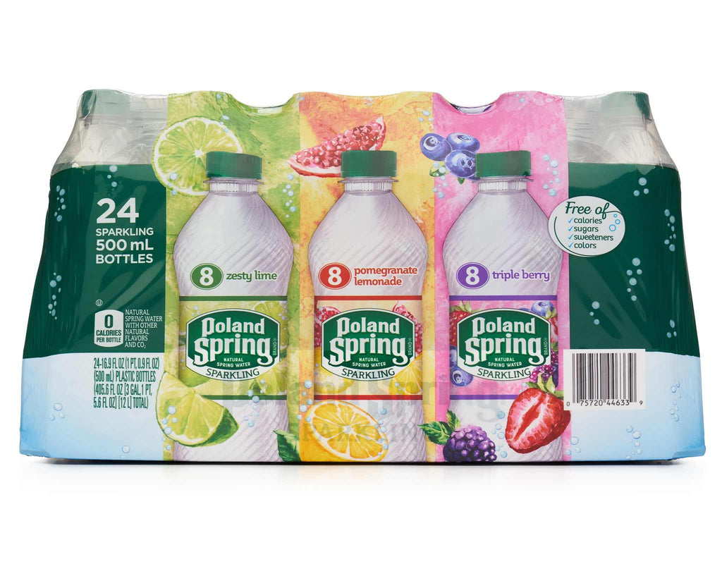 Sparkling Natural Spring Water Variety Pack 24 Half Liter Bottles A12017