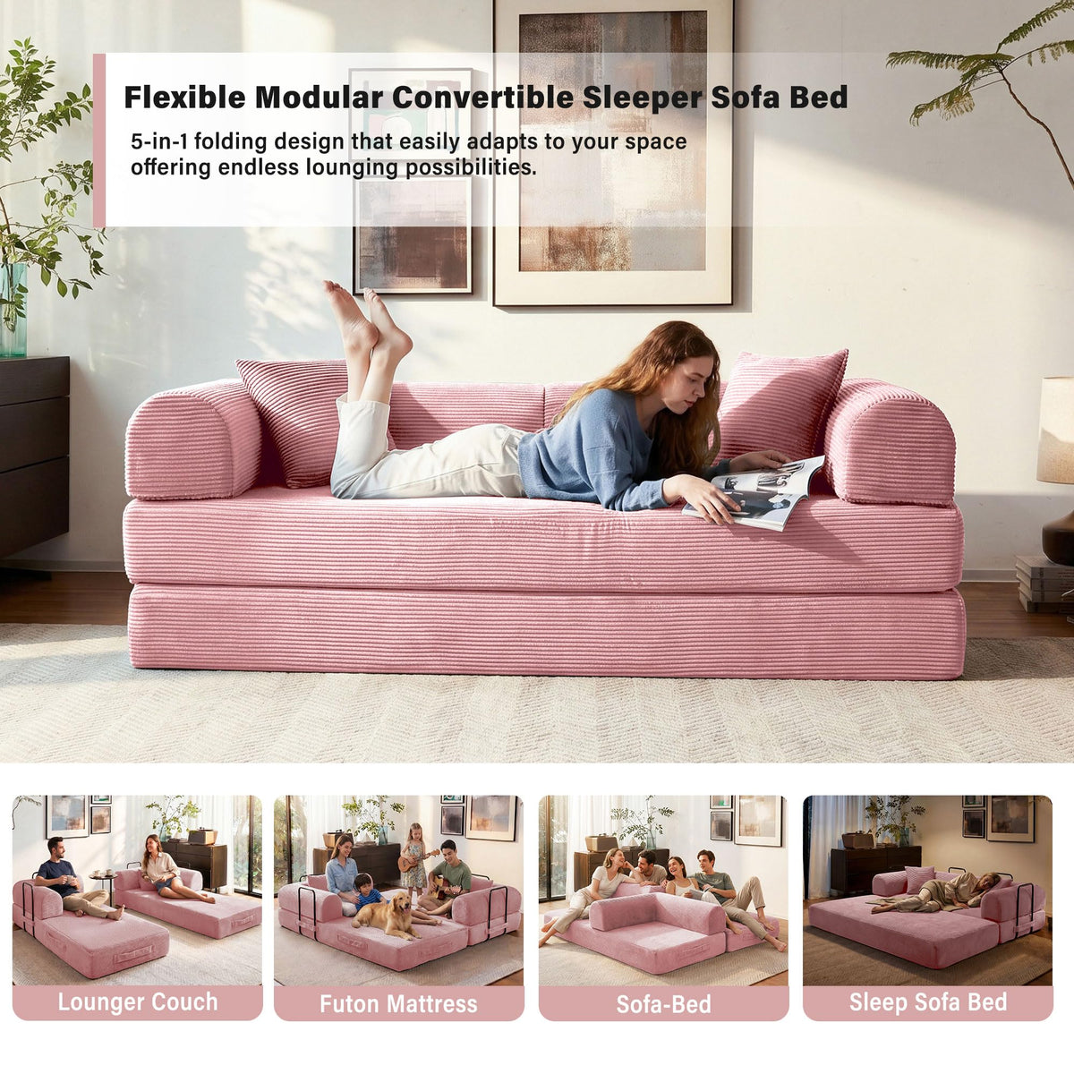 79" Convertible Sofa Bed Sleeper Futon Couch U694