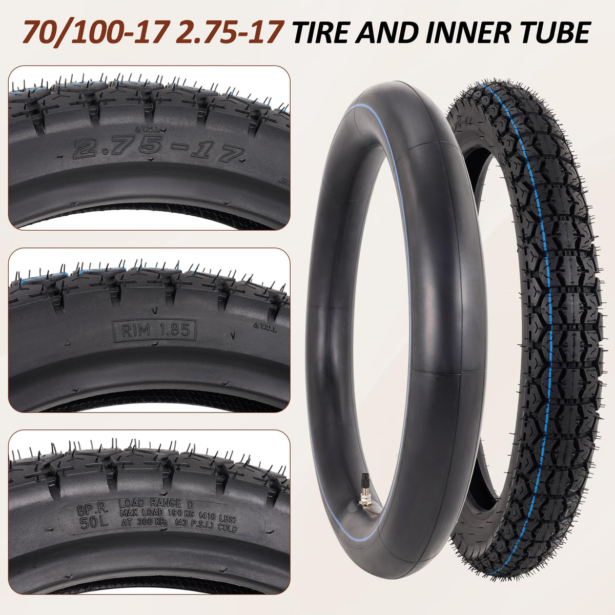 70/100-17 Tire and Inner Tube Set U6868