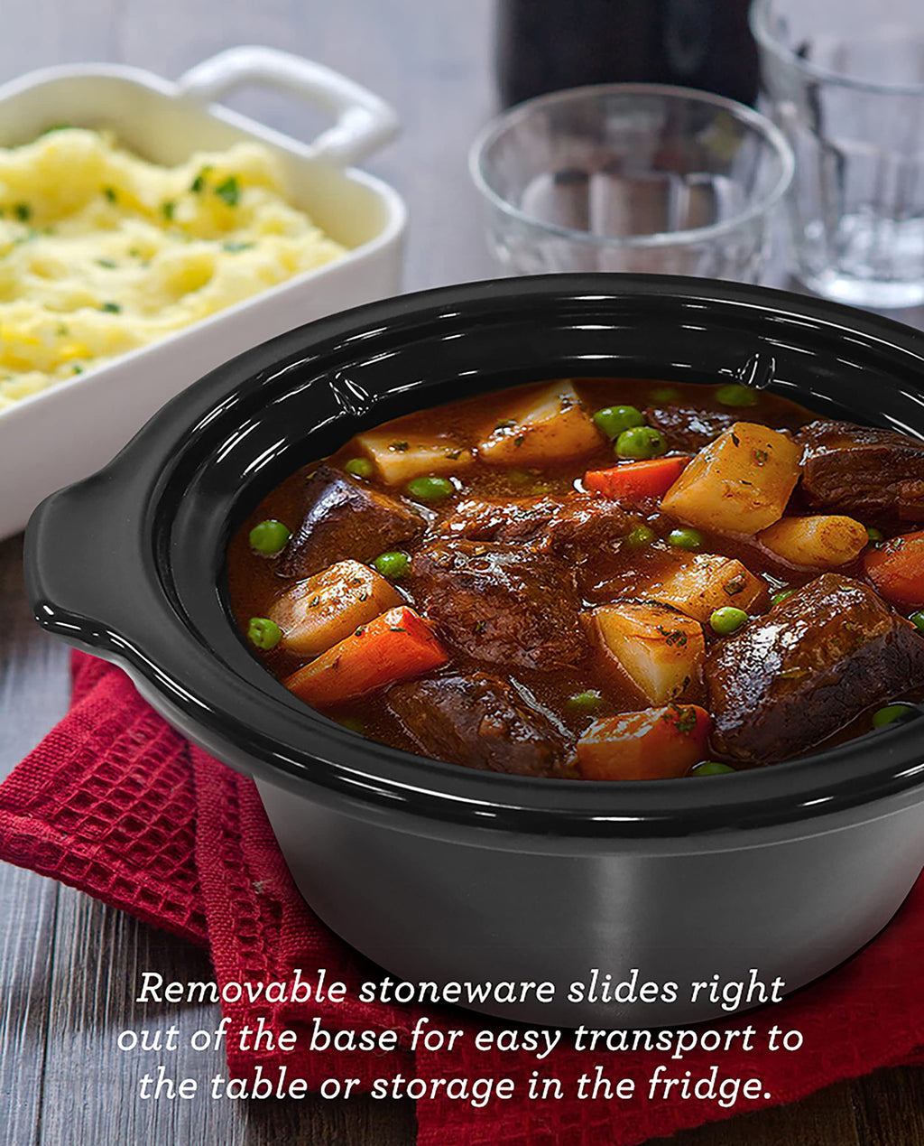 Electric Oval Slow Cooker, 2 Qt, Metallic Red T922249