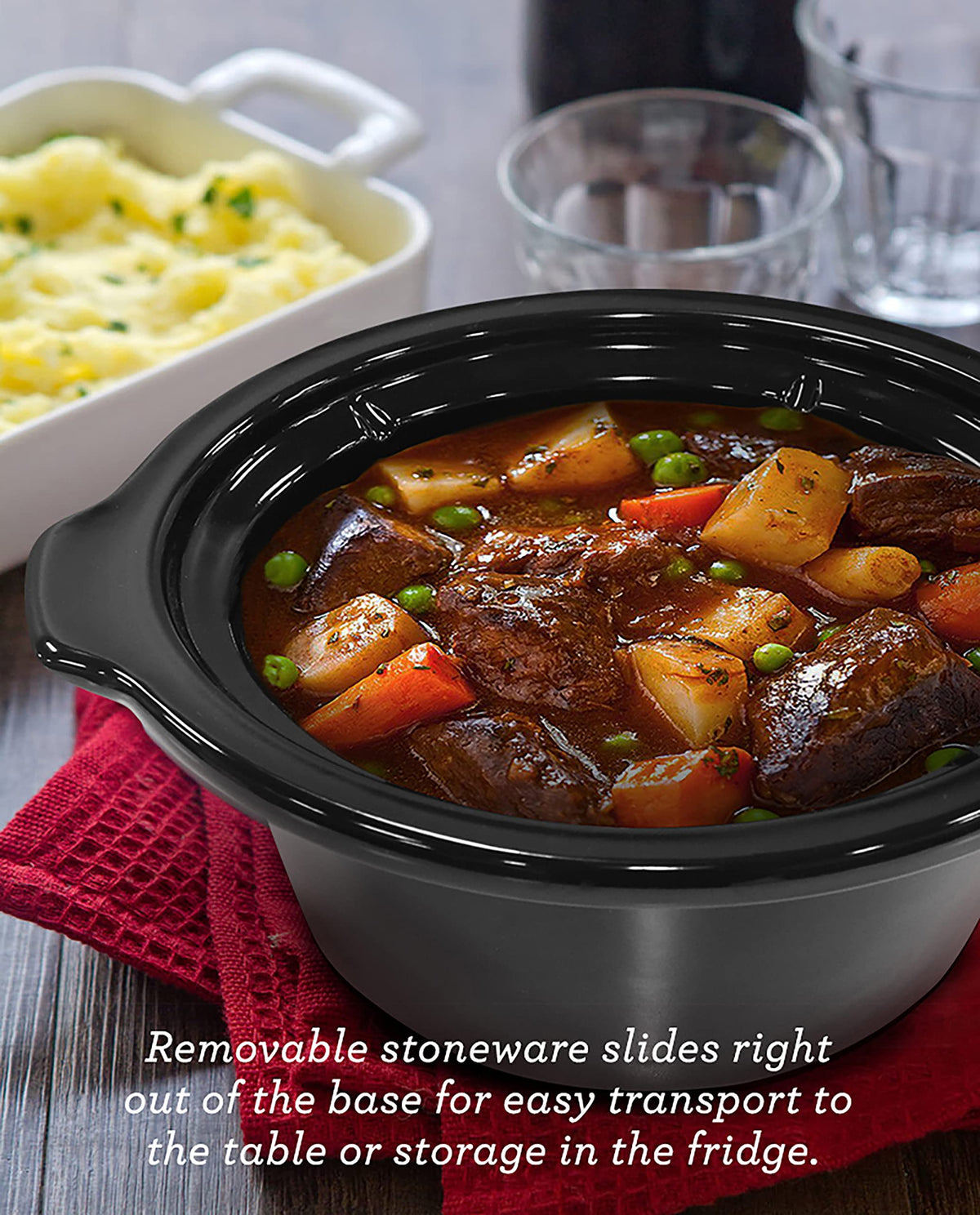 Electric Oval Slow Cooker, 2 Qt, Metallic Red T922249
