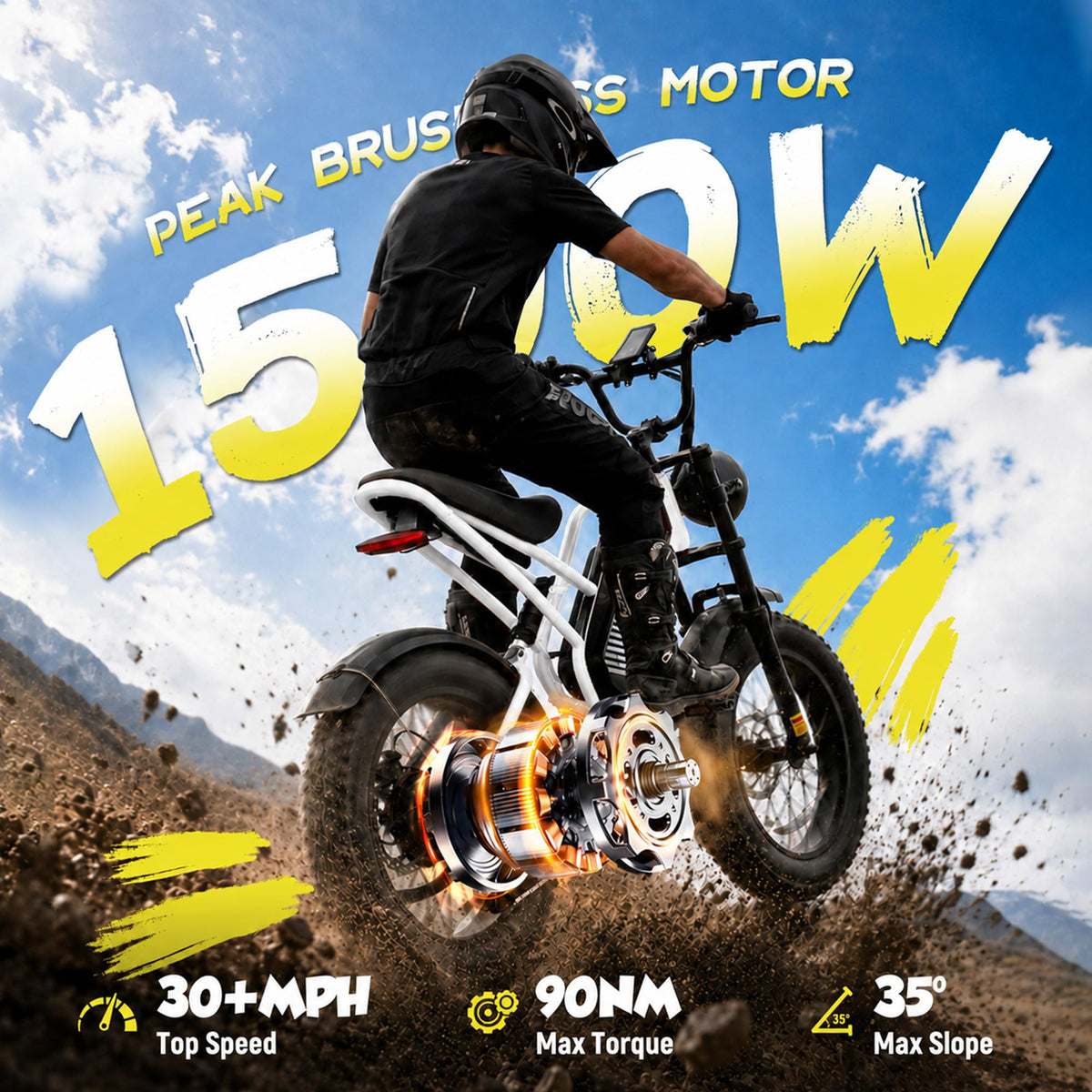 Electric Bike 48V 20.8/41.6Ah Battery 1500W Peak Motor 20×4.0" Fat Tire X2938