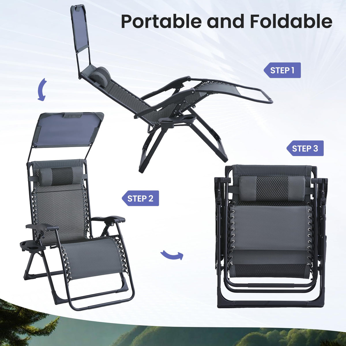 2 Pack Zero Gravity Chairs with Canopy Y3920