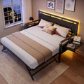 Black Metal Daybed with Trundle and LED Light T9197