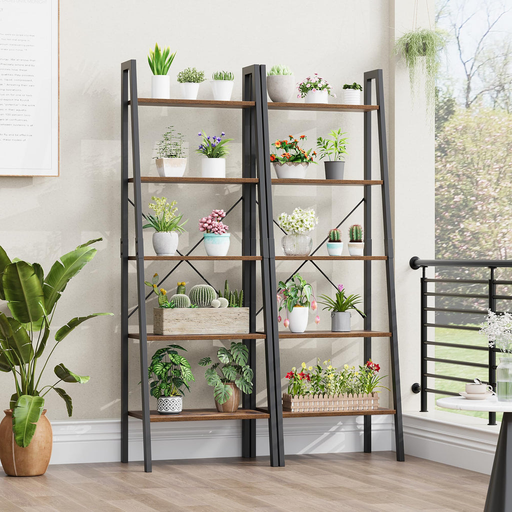 5-Tier Ladder Bookshelf with Metal Frame A6822