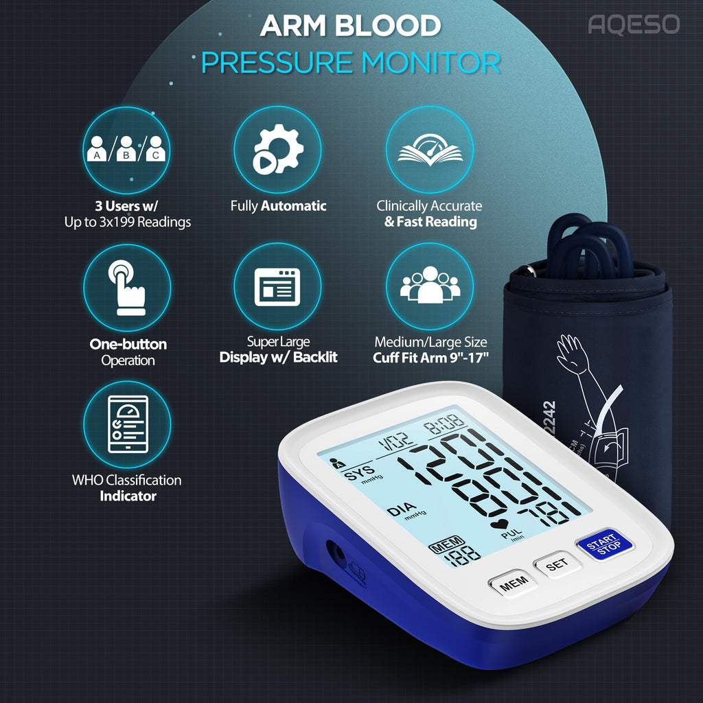 Automatic Digital Blood Pressure Monitor, 9-17 Inches Cuff, Large Backlit Screen S791577