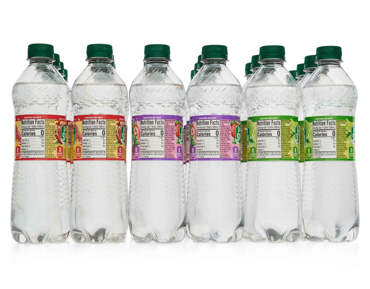 Sparkling Natural Spring Water Variety Pack 24 Half Liter Bottles A12017