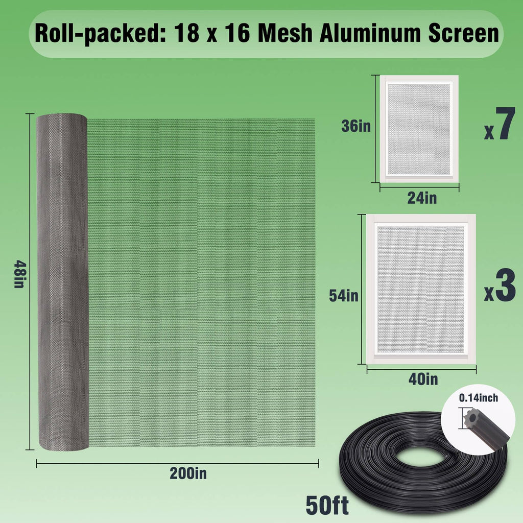 Aluminum Screen Roll with Spline & Rolling Tool P45584