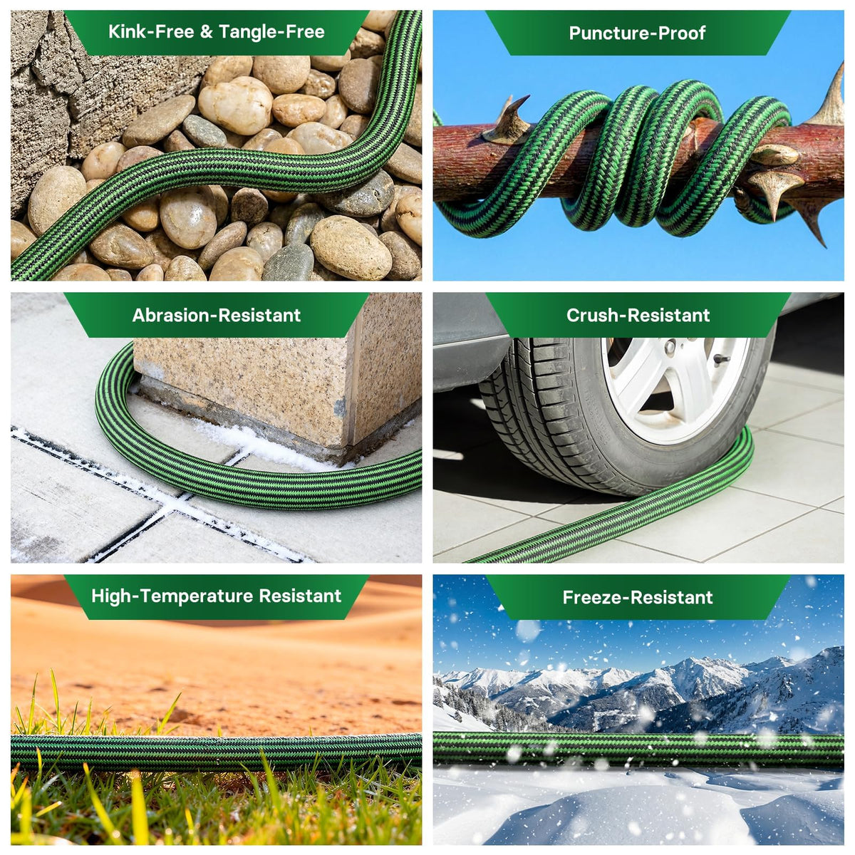 100 ft Flexible Non-Expandable Kink-Free Lightweight Garden Hose E505226
