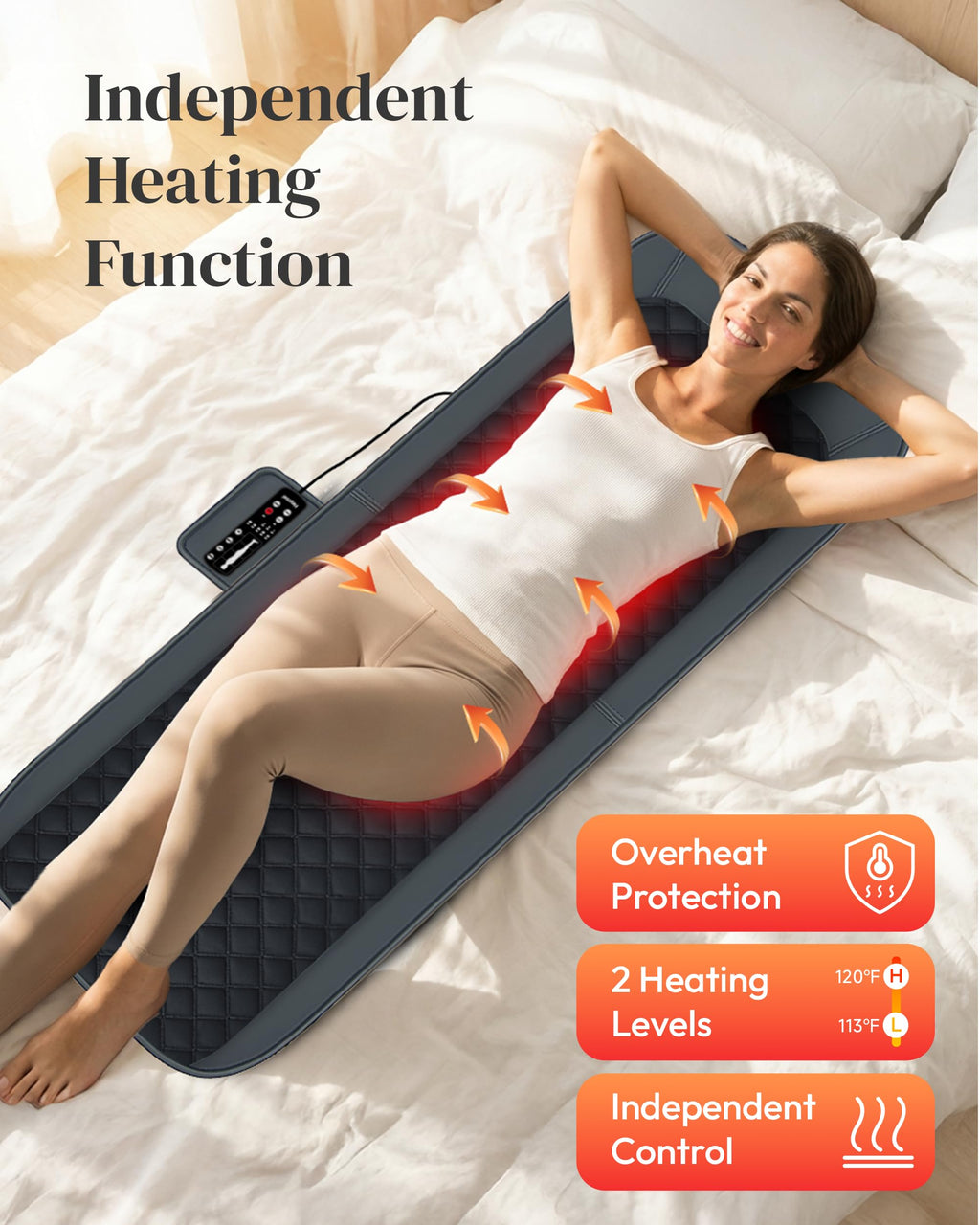Full Body Massage Mat with Heat, 10-Motor Vibration Massage Pad, Foldable Memory Foam Y918038