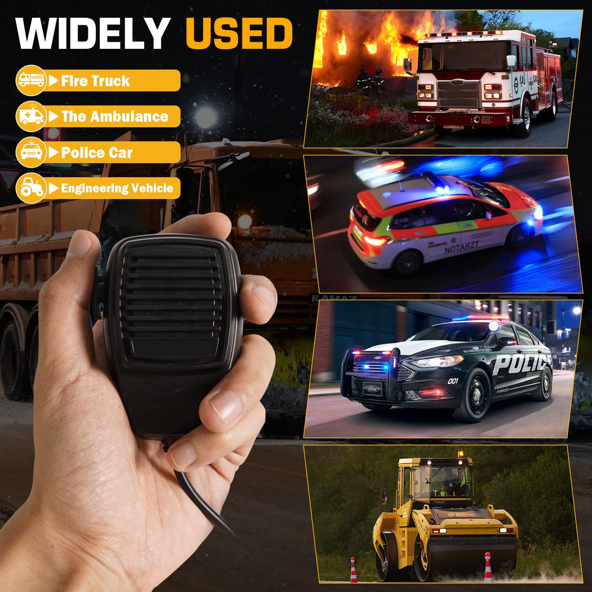 12V 100W Emergency Siren PA System Kit V608
