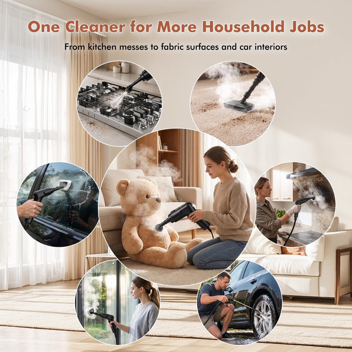 2500W Pressurized Steam Cleaner with 16 Accessories A75590