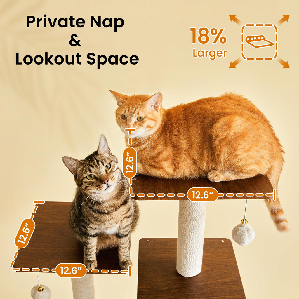 70 inch Tall Multi-Level Cat Tree with Scratching Posts, Perches, Hammock & Pad D652