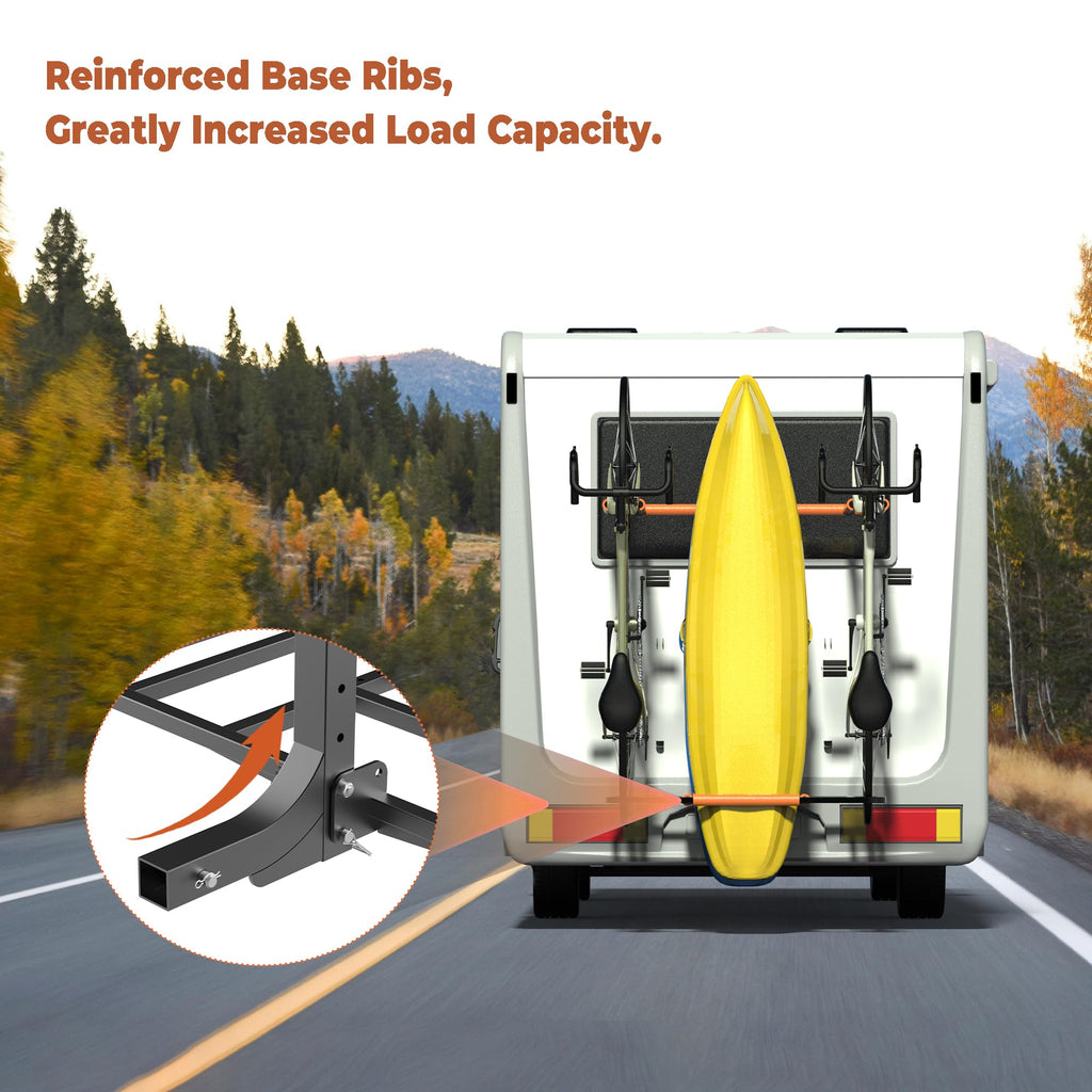 RV Kayak Rack and Bike Carrier for 2 Kayaks and 2 Bikes, 300 LBS Heavy Duty Alloy Steel J23495