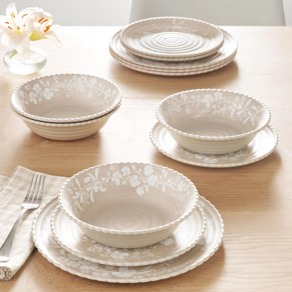 12-Piece Bamboo Melamine Dinnerware Set N972