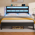 Queen Bed Frame with Storage Headboard and LED Lights Y307736