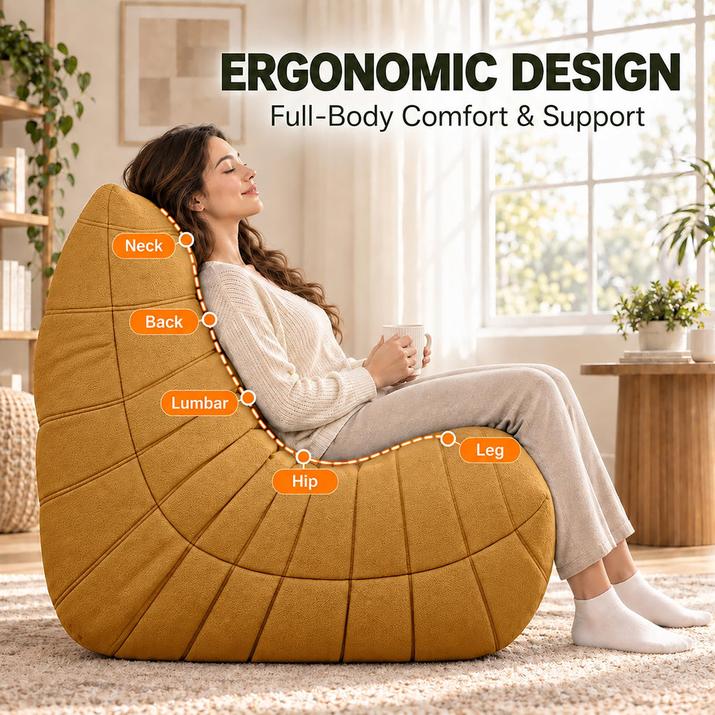 Yellow 3 Seater Bean Bag Sofa U56894