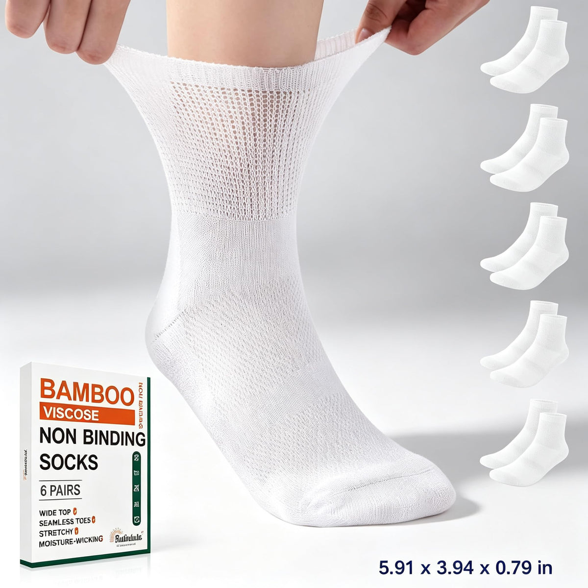 Bamboo Viscose Diabetic Socks 6 Pairs K36250
