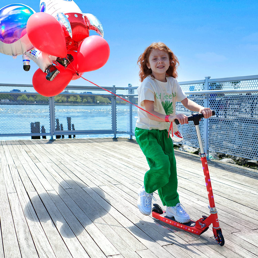 2-Wheel Light-Up Kick Scooter with Adjustable Handlebar and Rear Brake G8879