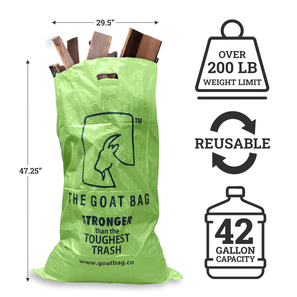 Heavy Duty 42-Gallon Reusable Polypropylene Contractor Bags 10-Pack I3844