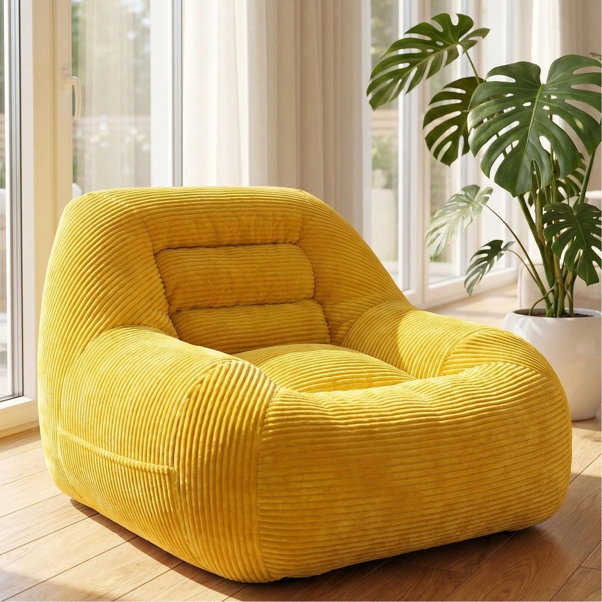 Oversized Corduroy Memory Foam Bean Bag Chair D362