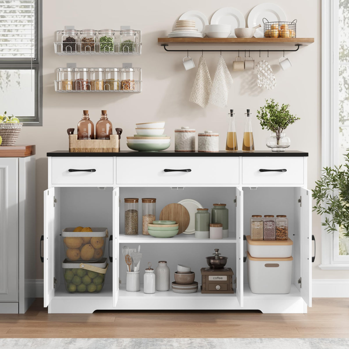 White Kitchen Buffet Sideboard Storage Cabinet C407570