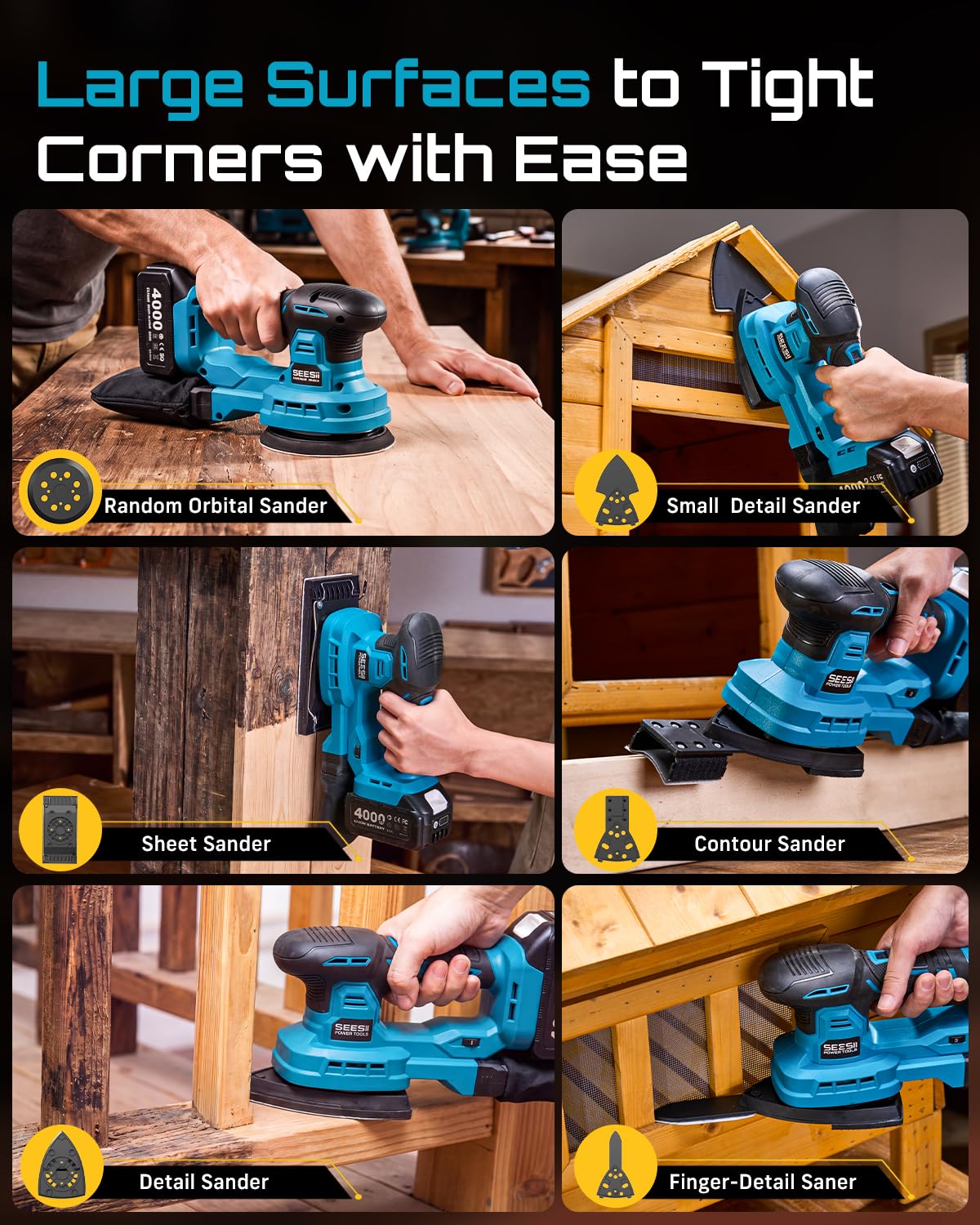 6 Speed Cordless Random Orbit Sander L3086
