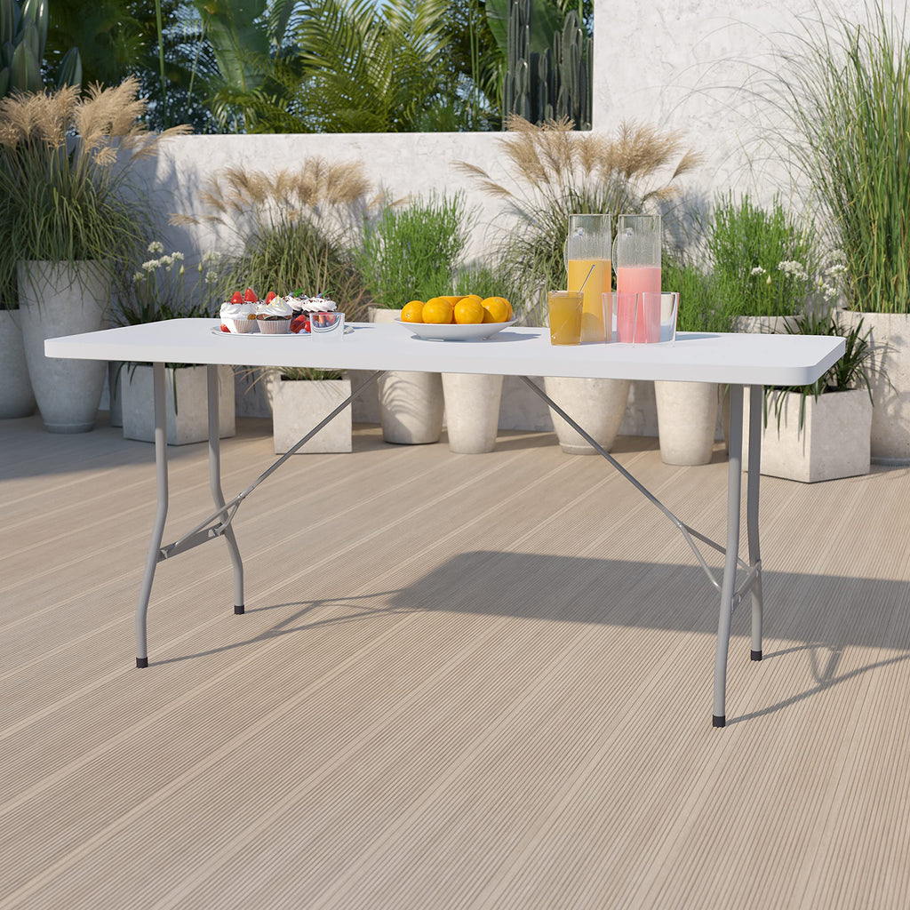 6-Foot White Plastic Folding Table R77644