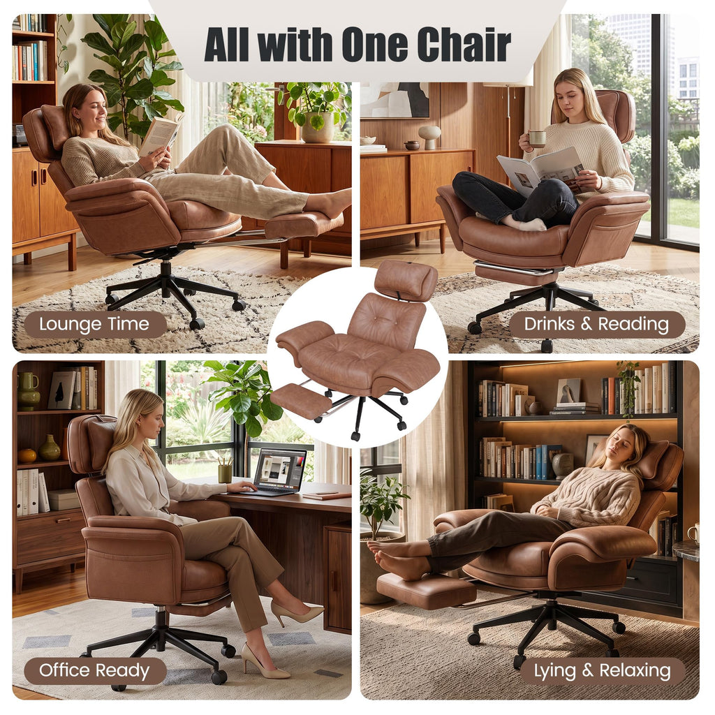 Brown Criss Cross Office Chair with Flip-Up Armrests and Headrest J592235