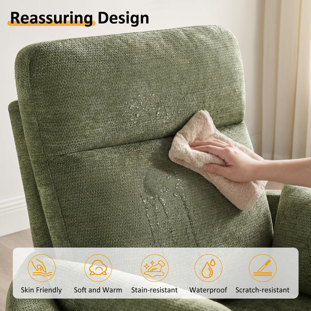 Oversized 360° Swivel Glider Recliner Chair with 2 Pillows and Footrest D68896