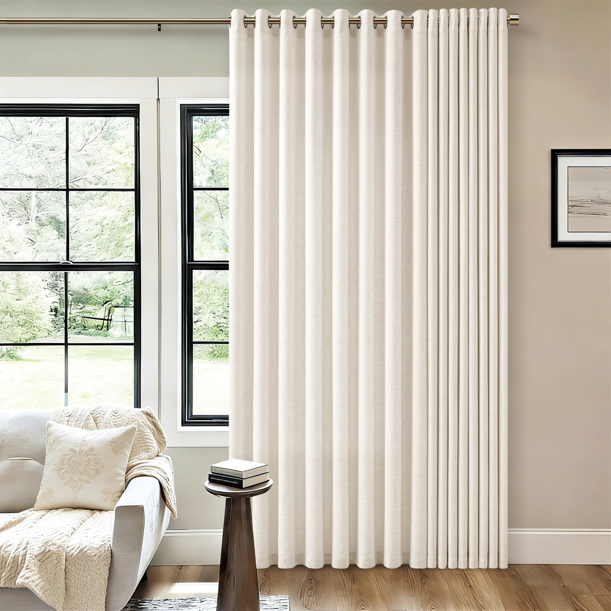 Linen 100 Inch Wide 84 Inch Length Ivory Curtains C5635