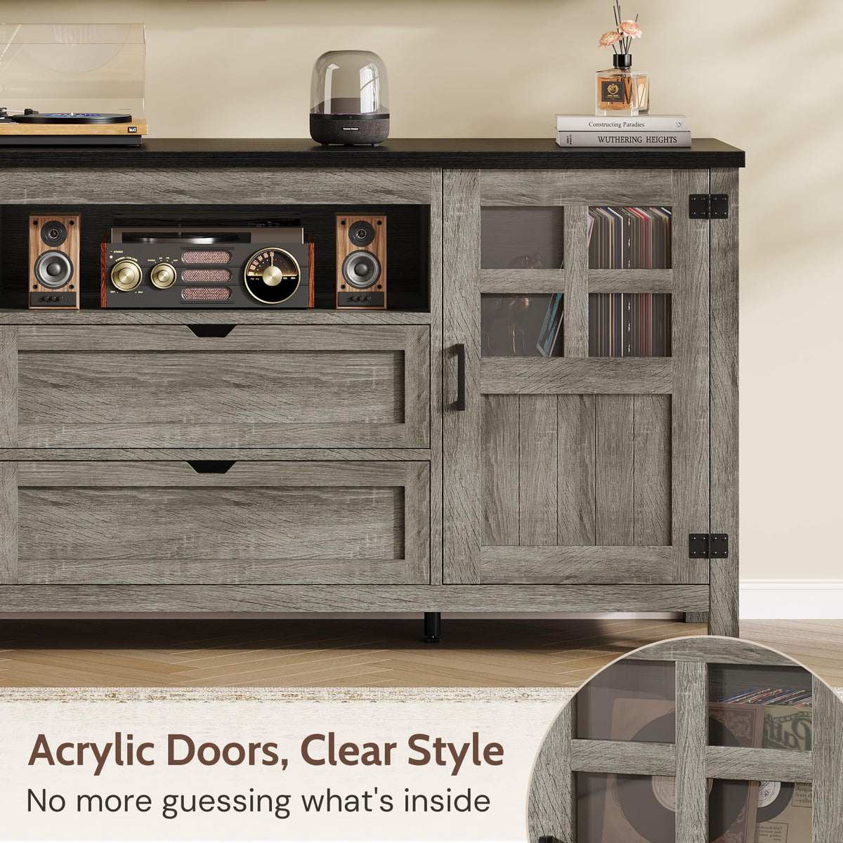66'' Farmhouse TV Stand with Storage F492
