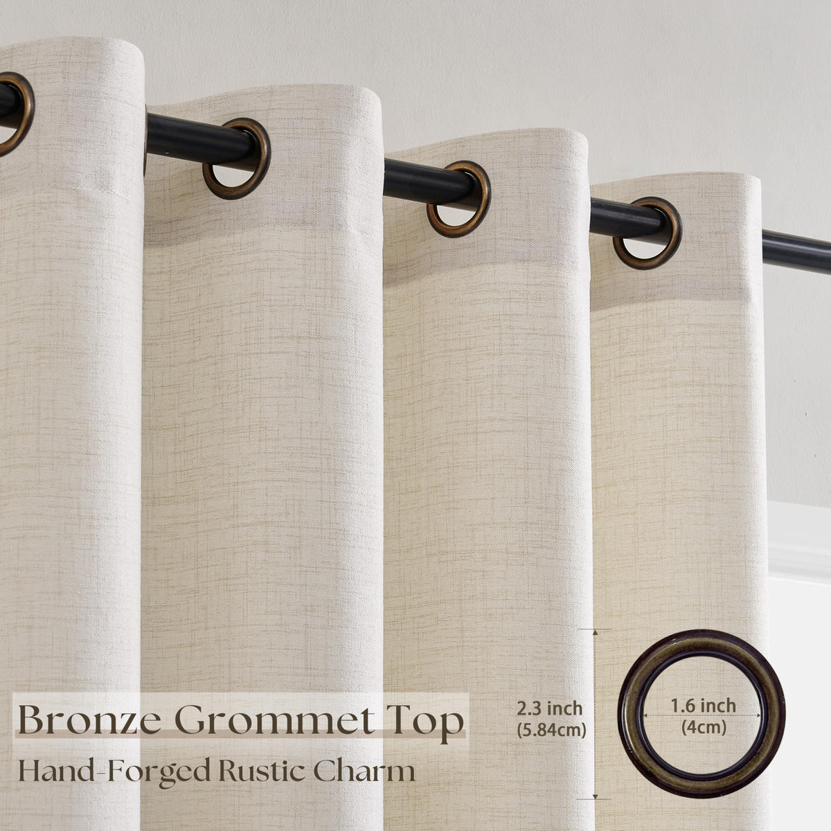 Linen 100 Inch Wide 84 Inch Length Ivory Curtains C5635