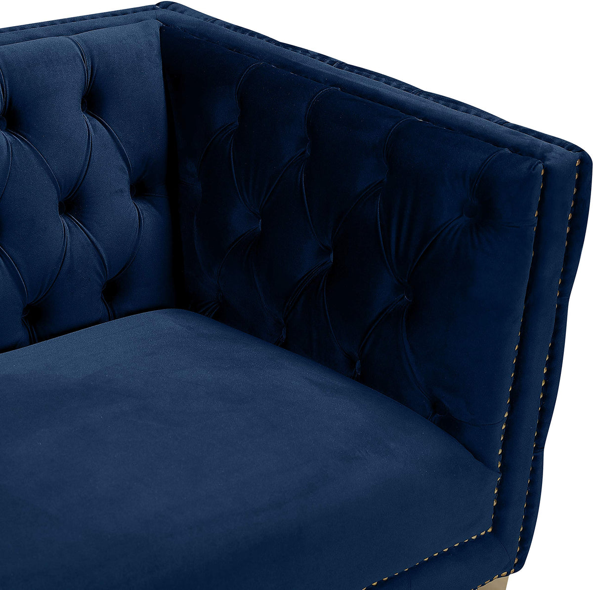Navy Velvet Sofa with Gold Nailhead Trim V407890