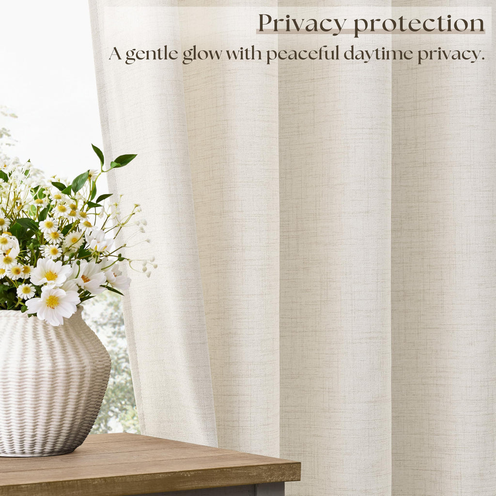 Linen 100 Inch Wide 84 Inch Length Ivory Curtains C5635