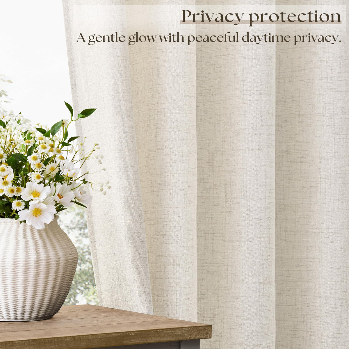 Linen 100 Inch Wide 84 Inch Length Ivory Curtains C5635
