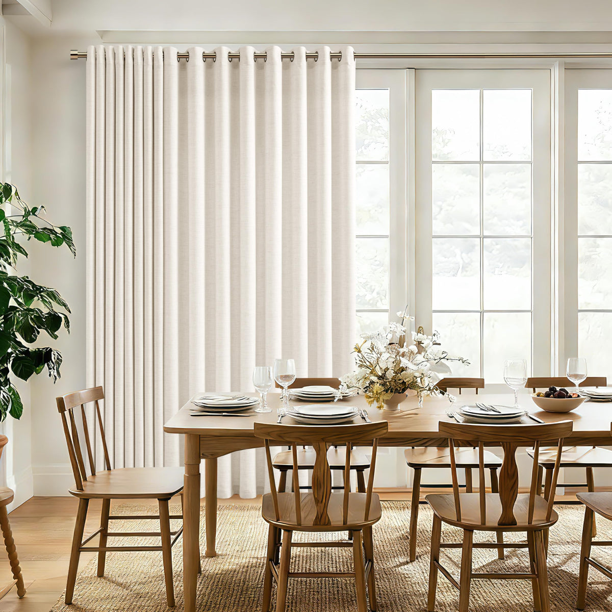 Linen 100 Inch Wide 84 Inch Length Ivory Curtains C5635
