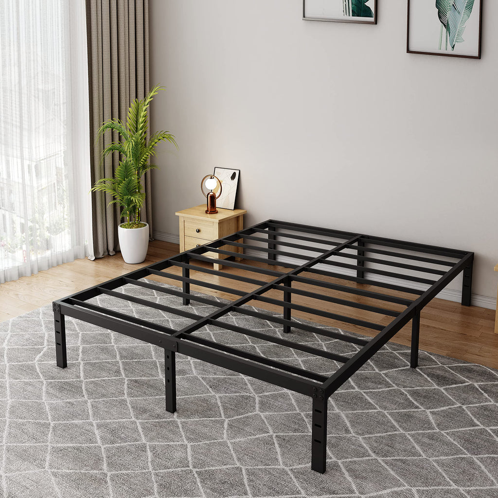 18 Inch Queen Metal Platform Bed Frame Heavy Duty Black N15131